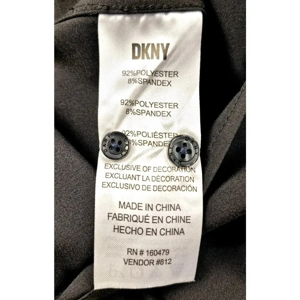 DKNY Men's Long Sleeve Button-Up Stretch Elastic Black Casual Shirt Size Large